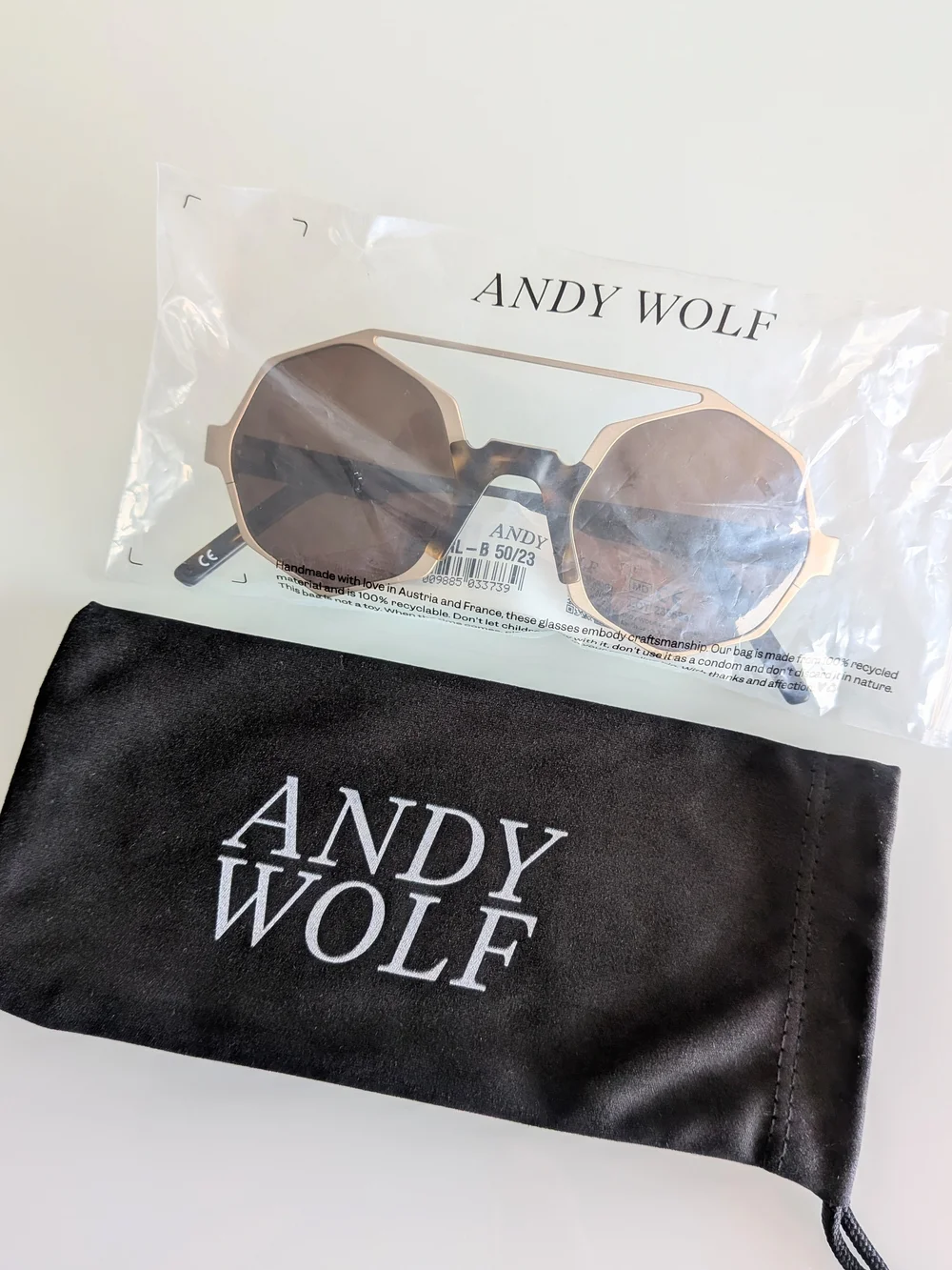 Andy Wolf Arlo Designer Sunglasses Gold Havana Luxury Eyewear NWT